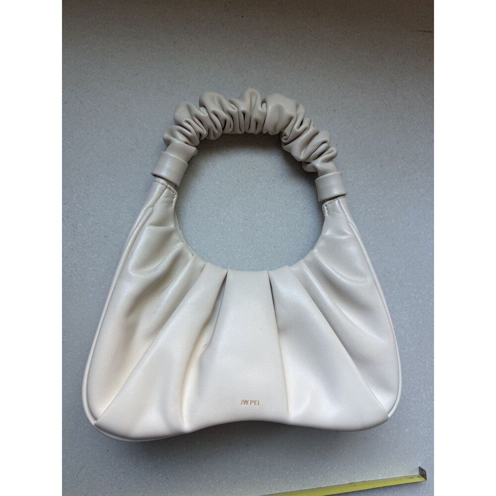 JW PEI Ruched Top Handle Shoulder Bag Ivory Cream